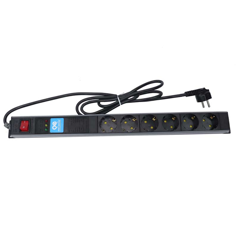 محافظ برق صوتی تصویری 6 خانه ارت دار پارت الکتریک PE5143 Rack Mount با کابل 1/8 متری