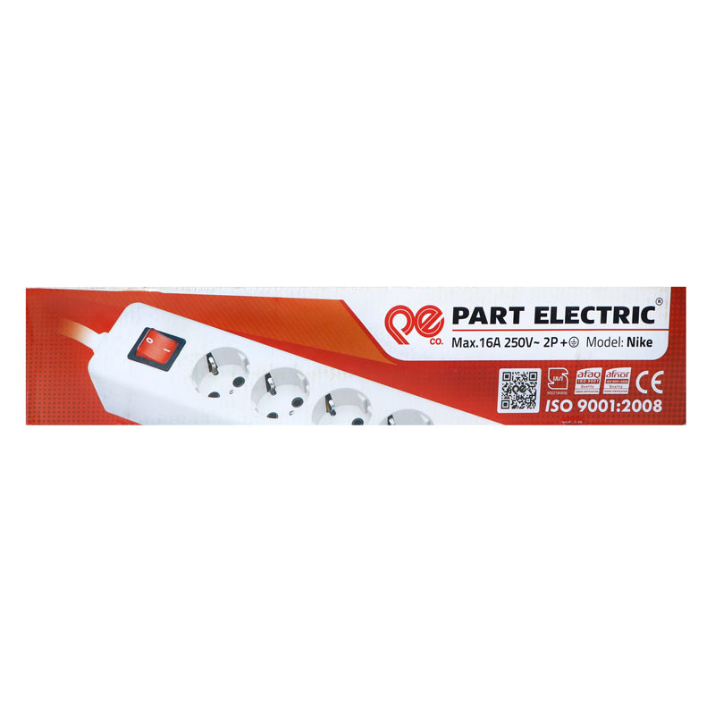 چند راهی 6 خانه ارت دار نیک پارت الکتریک با کابل 3 متری PE707