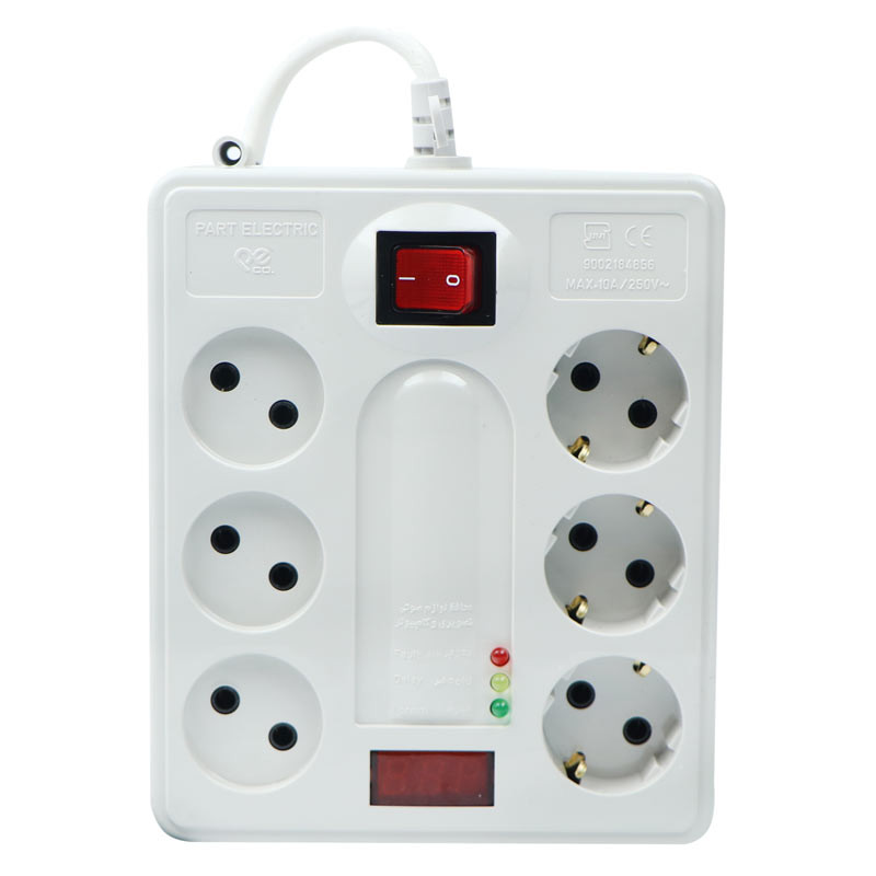 محافظ برق صوتی تصویری 6 خانه ارت دار پارت الکتریک PE7381 با کابل 3 متری