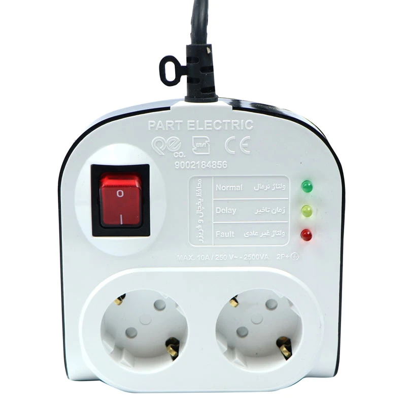 محافظ برق یخچال و فریزر ۲ خانه ارت دار پارت الکتریک PE8787 با کابل ۱/۸ متری