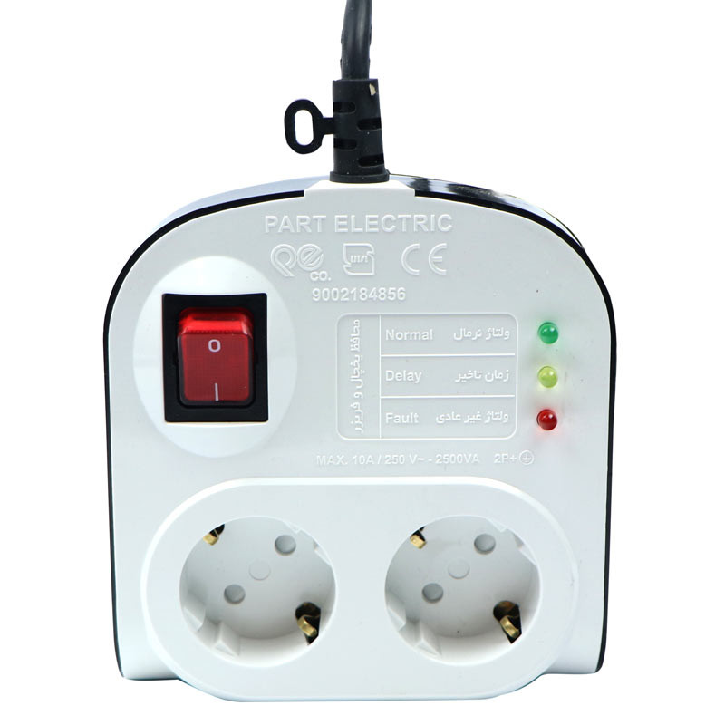 محافظ برق یخچال و فریزر ۲ خانه ارت دار پارت الکتریک PE8787 با کابل ۱/۸ متری
