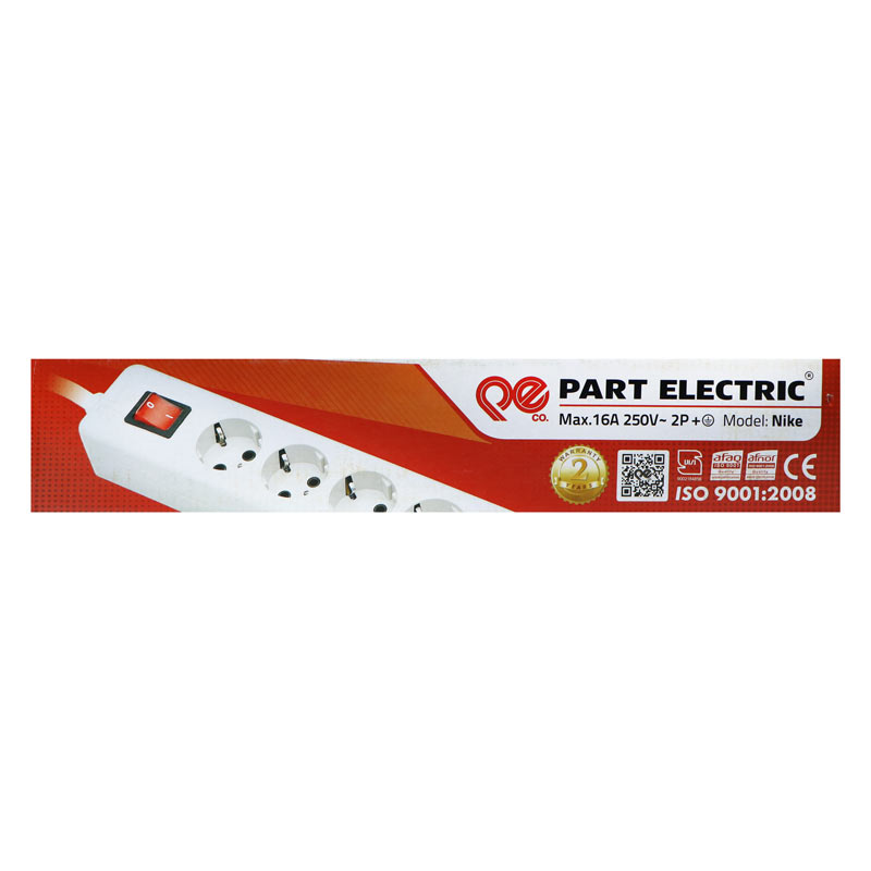 چند راهی 6 خانه ارت دار نیک پارت الکتریک با کابل 5 متری PE992