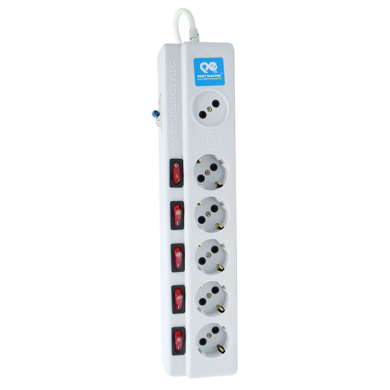 چند راهی 5+1 خانه فیوز دار پارت الکتریک PE2095 با کابل 1٫8 متری