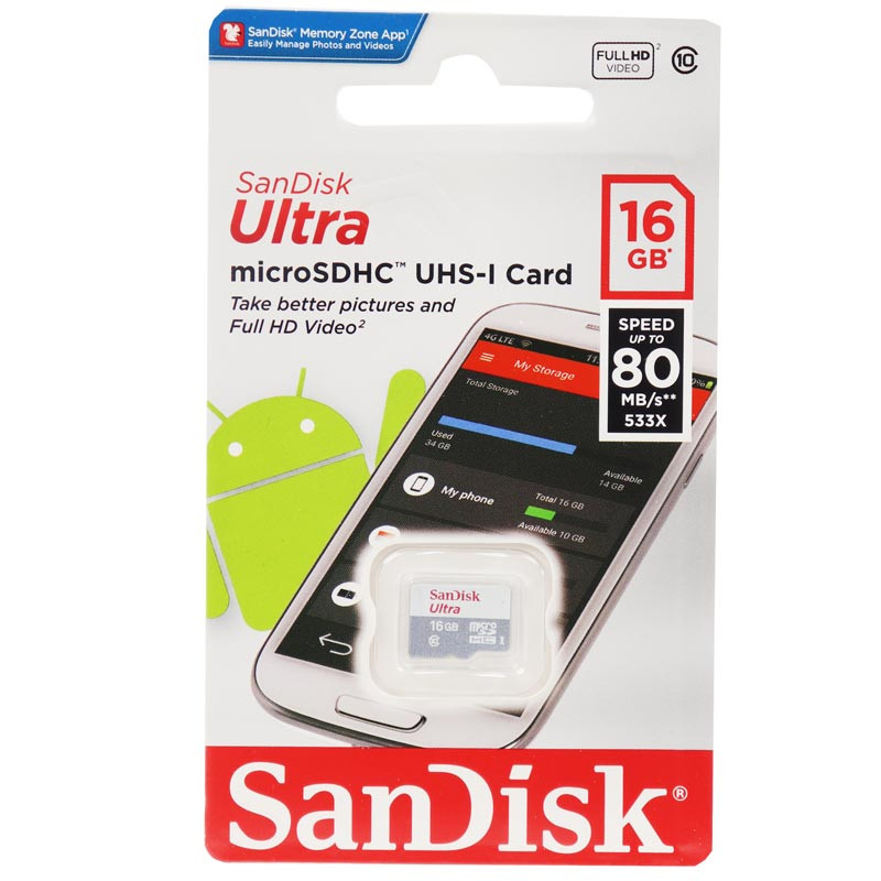 رم میکرو 16 گیگ سندیسک SanDisk Ultra 533X C10 U1 80MB/s