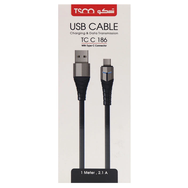 کابل تایپ سی TSCO TC C186 2.1A 1m