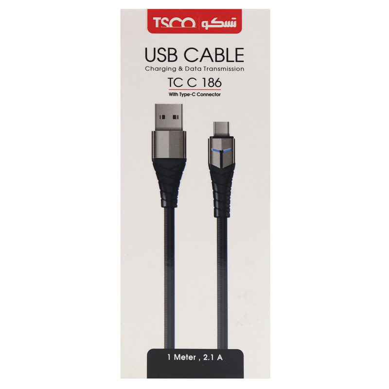 کابل تایپ سی TSCO TC C186 2.1A 1m