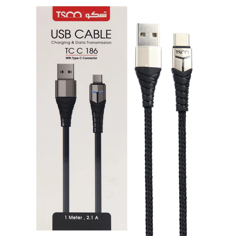 کابل تایپ سی TSCO TC C186 2.1A 1m