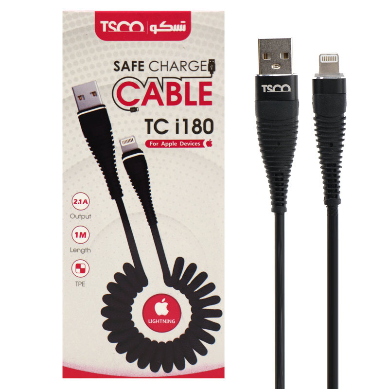 کابل فنری آیفونی TSCO TC i180 2.1A 1m
