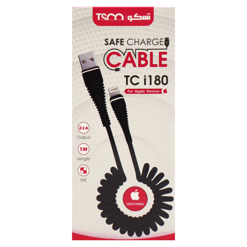 کابل فنری آیفونی TSCO TC i180 2.1A 1m