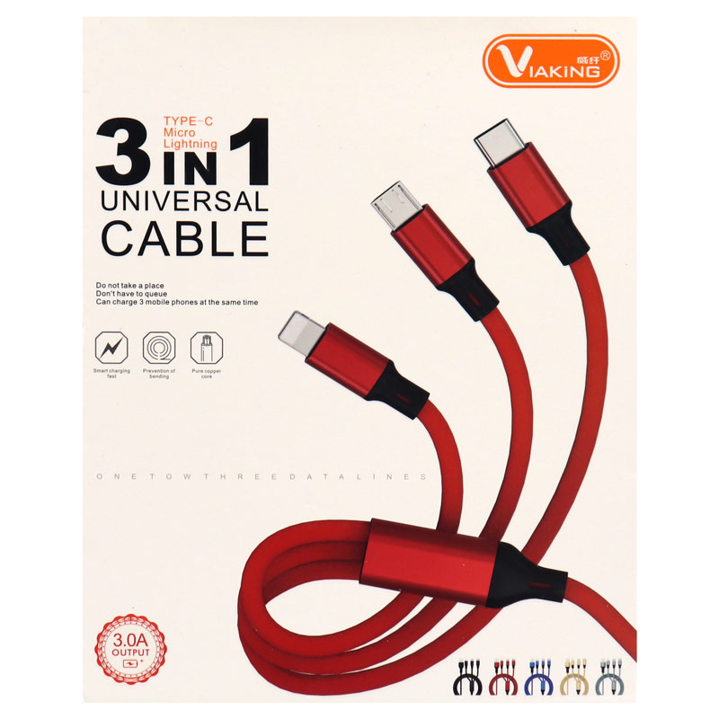 کابل 3 سر فست شارژ Viaking YTS01 1.2m