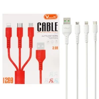 کابل ۳ سر فست شارژ Viaking YTS02 1.2m