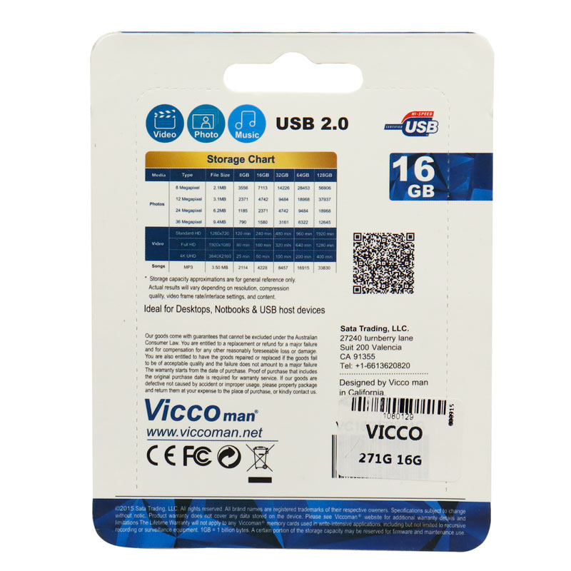 فلش 16 گیگ ویکومن ViccoMan VC271