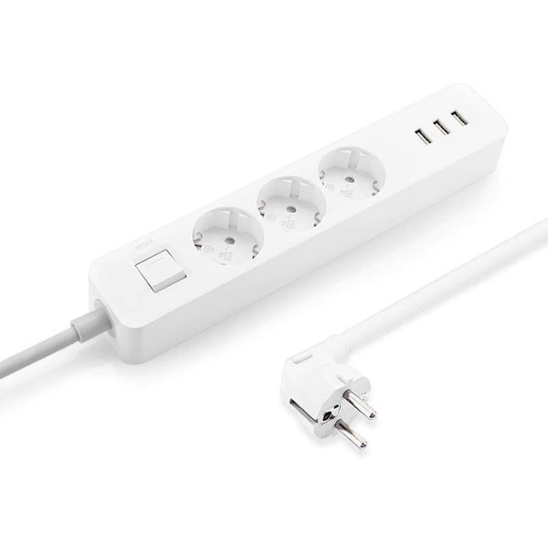 سه راهی برق ارت دار Xiaomi XMCXB04QM 1.4M + شارژر USB