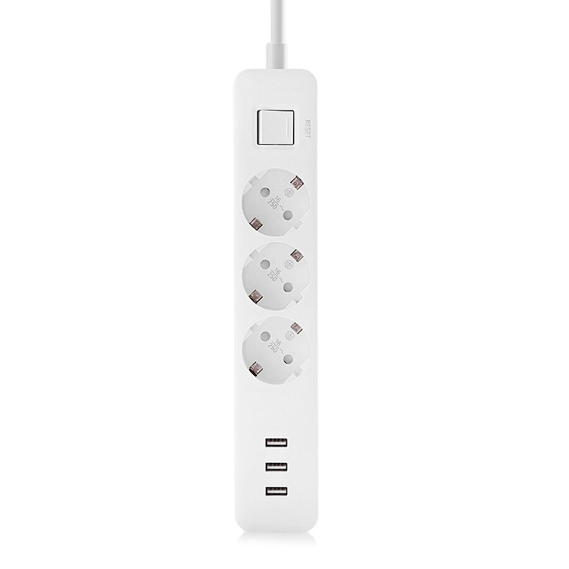سه راهی برق ارت دار Xiaomi XMCXB04QM 1.4M + شارژر USB