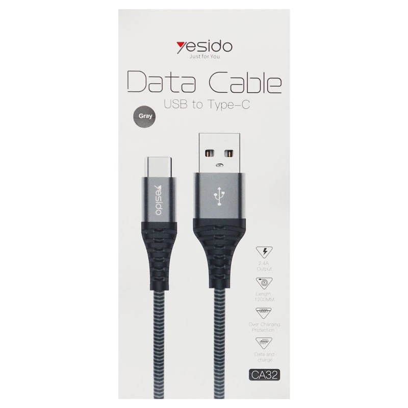 کابل Yesido CA32 2.4A Type-C 1.2m روکش دار