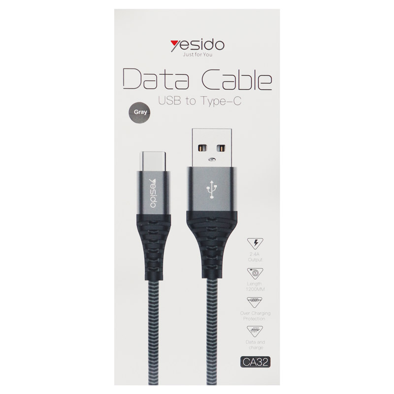 کابل Yesido CA32 2.4A Type-C 1.2m روکش دار
