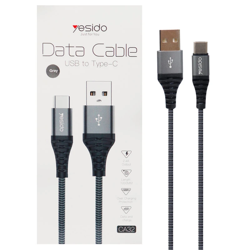 کابل Yesido CA32 2.4A Type-C 1.2m روکش دار