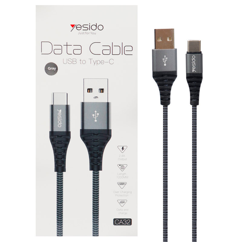 کابل Yesido CA32 2.4A Type-C 1.2m روکش دار