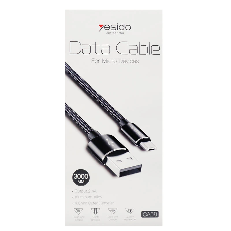 کابل میکرو یو اس بی Yesido CA58 2.4A 3m