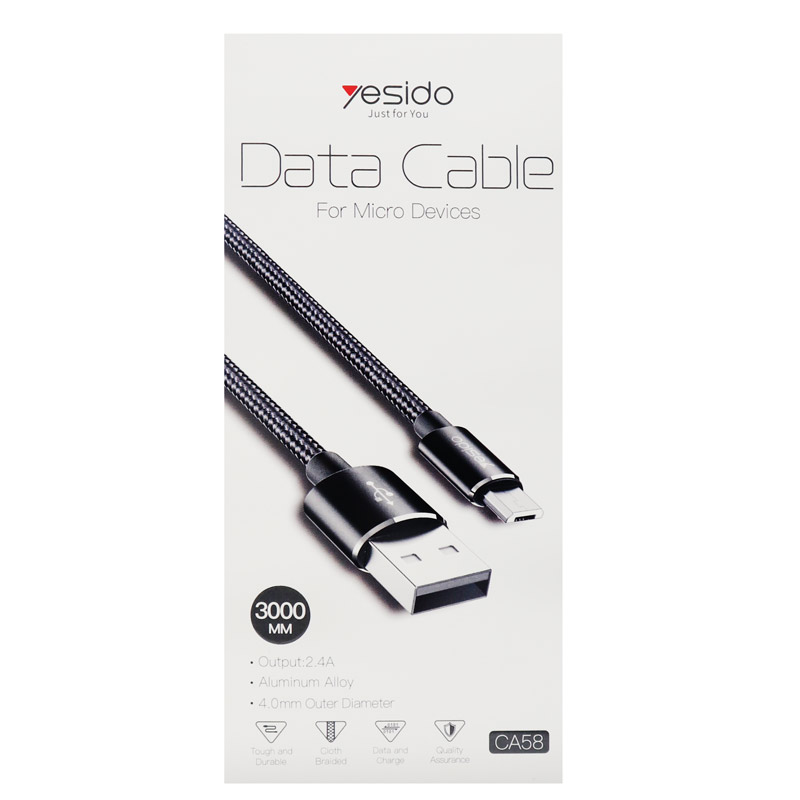 کابل میکرو یو اس بی Yesido CA58 2.4A 3m