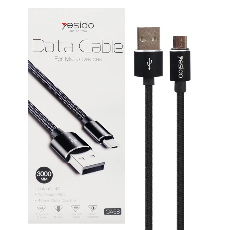 کابل میکرو یو اس بی Yesido CA58 2.4A 3m