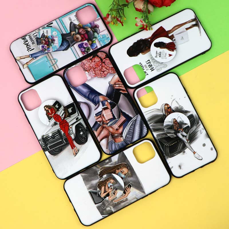 قاب فانتزی برجسته پاپ سوکت دار طرح دختر  iPhone 11