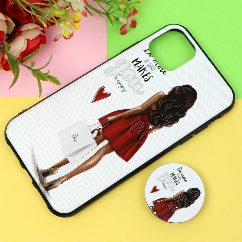 قاب فانتزی برجسته پاپ سوکت دار طرح دختر  iPhone 11