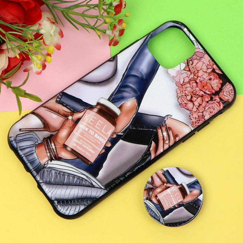 قاب فانتزی برجسته پاپ سوکت دار طرح دختر  iPhone 11
