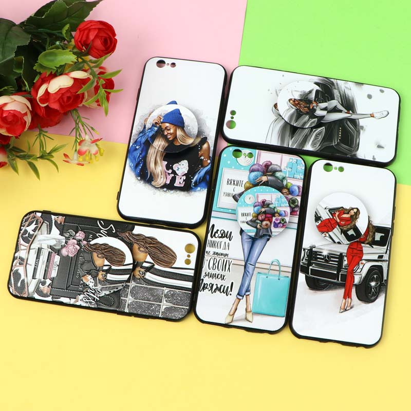قاب فانتزی برجسته پاپ سوکت دار طرح دختر iPhone 6/6s