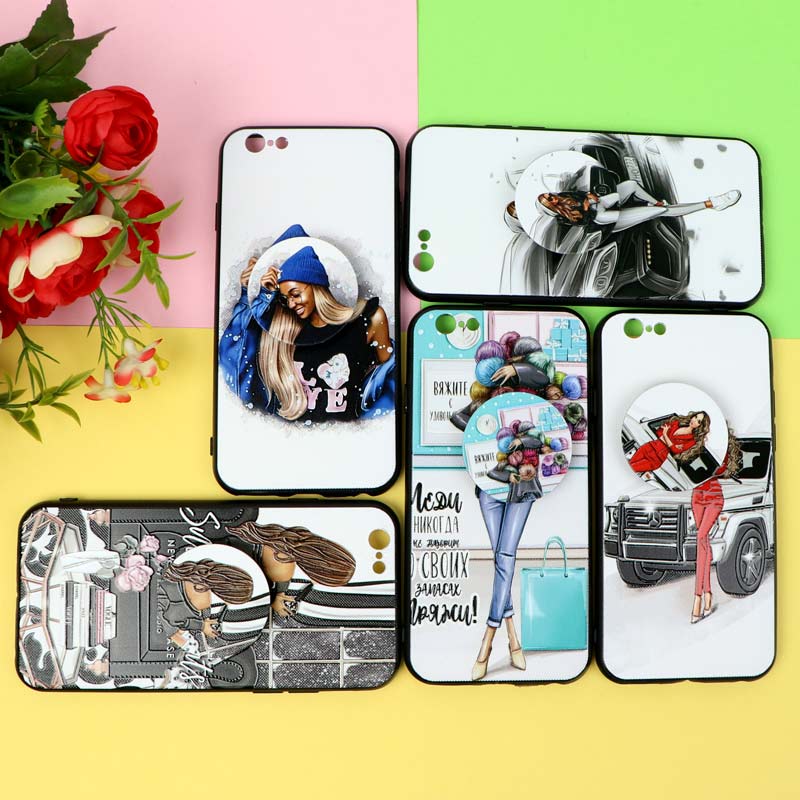 قاب فانتزی برجسته پاپ سوکت دار طرح دختر iPhone 6/6s