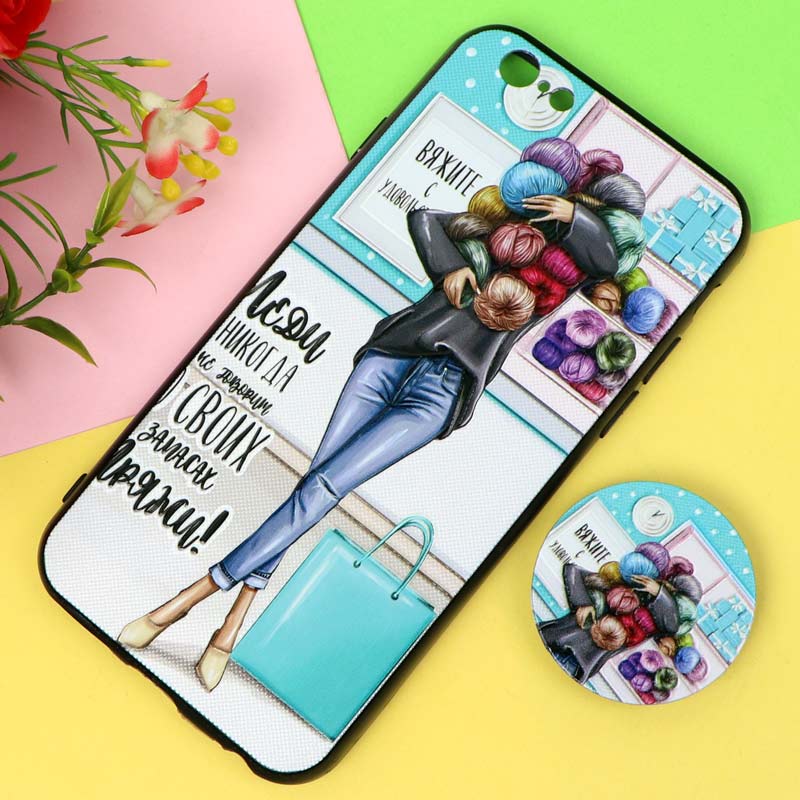 قاب فانتزی برجسته پاپ سوکت دار طرح دختر iPhone 6/6s