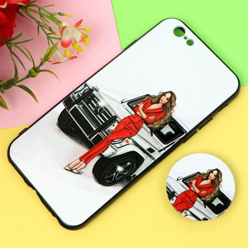 قاب فانتزی برجسته پاپ سوکت دار طرح دختر iPhone 6/6s