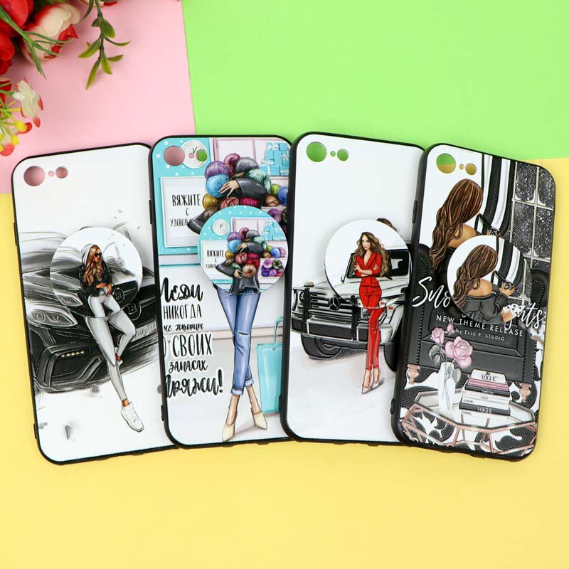 قاب فانتزی برجسته پاپ سوکت دار طرح دختر iPhone 7/8