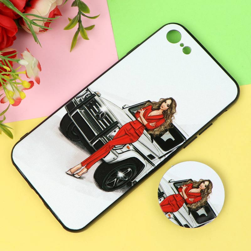 قاب فانتزی برجسته پاپ سوکت دار طرح دختر iPhone 7/8