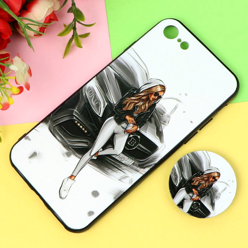 قاب فانتزی برجسته پاپ سوکت دار طرح دختر iPhone 7/8