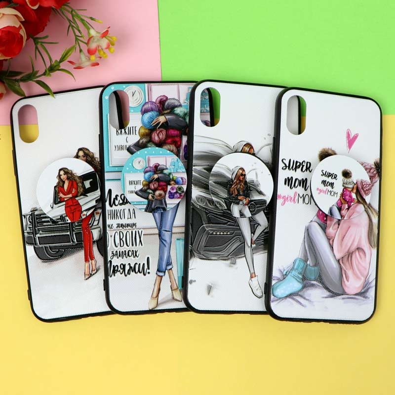 قاب فانتزی برجسته پاپ سوکت دار طرح دختر iPhone X/XS