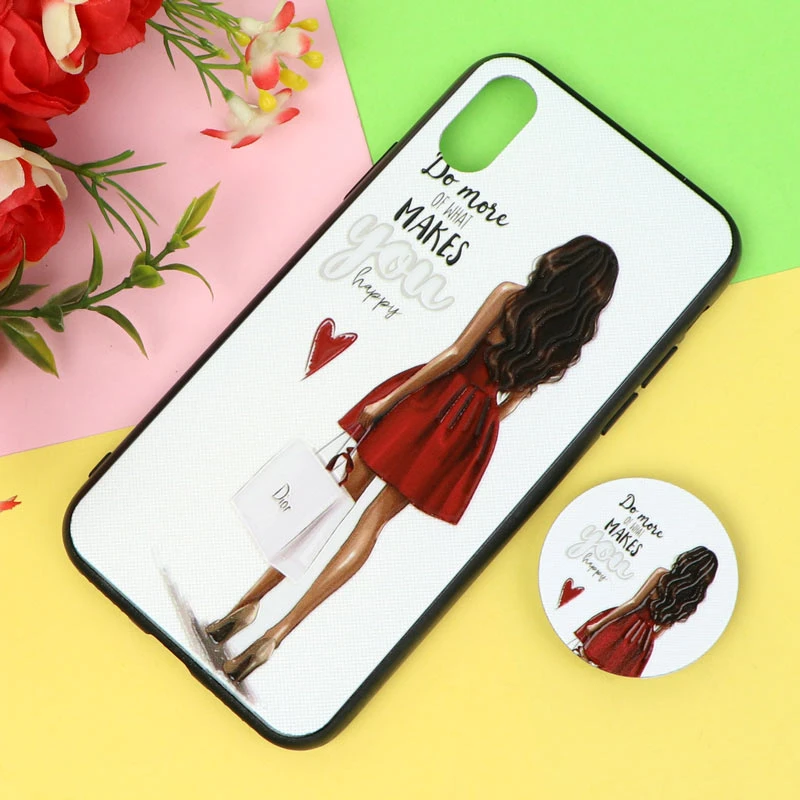 قاب فانتزی برجسته پاپ سوکت دار طرح دختر iPhone X/XS
