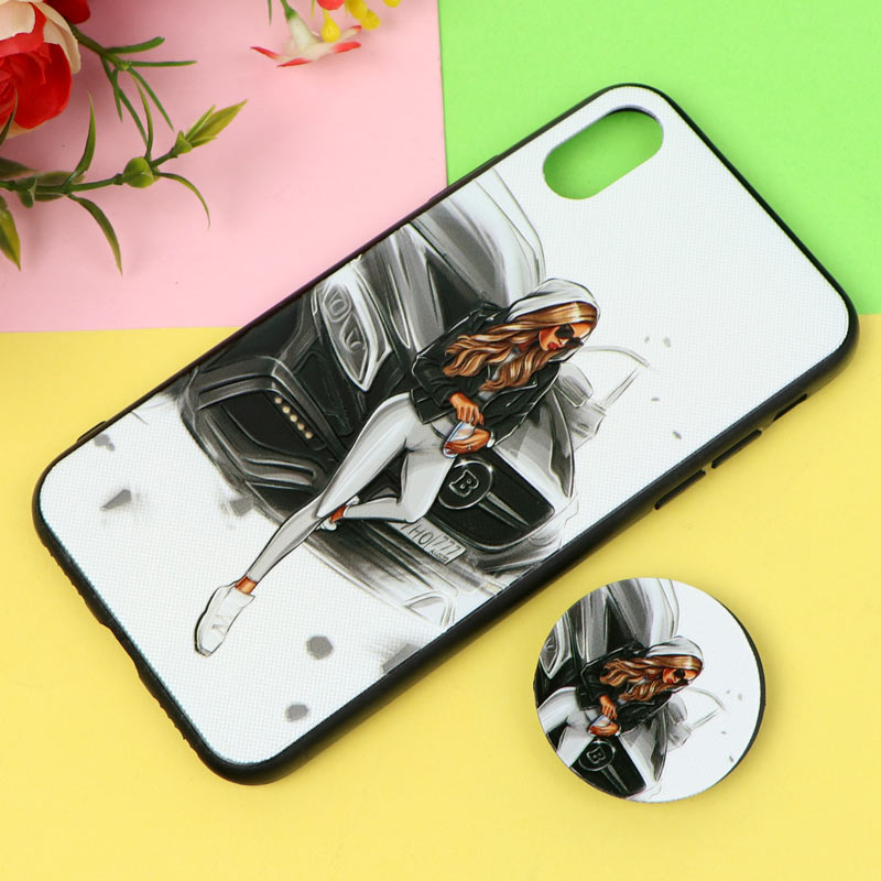 قاب فانتزی برجسته پاپ سوکت دار طرح دختر  iPhone X/XS