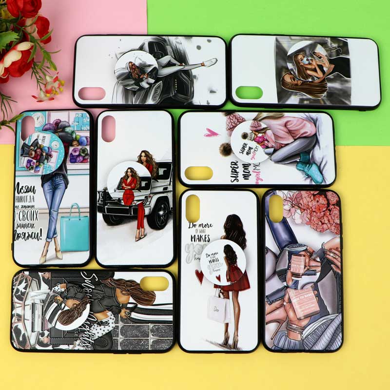 قاب فانتزی برجسته پاپ سوکت دار طرح دختر iPhone X/XS