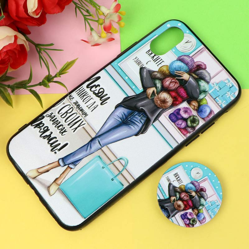 قاب فانتزی برجسته پاپ سوکت دار طرح دختر  iPhone X/XS