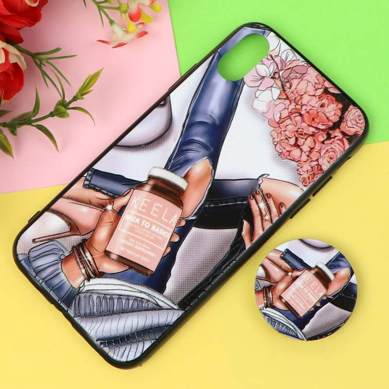 قاب فانتزی برجسته پاپ سوکت دار طرح دختر iPhone X/XS