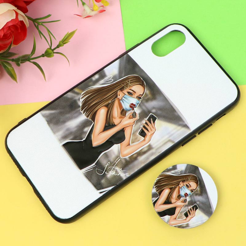 قاب فانتزی برجسته پاپ سوکت دار طرح دختر iPhone X/XS