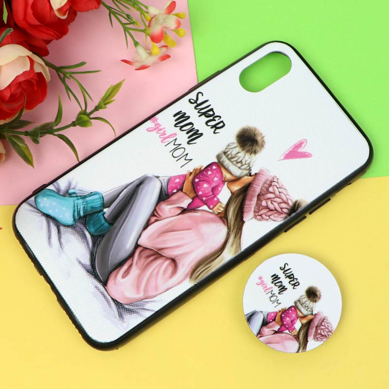 قاب فانتزی برجسته پاپ سوکت دار طرح دختر iPhone X/XS