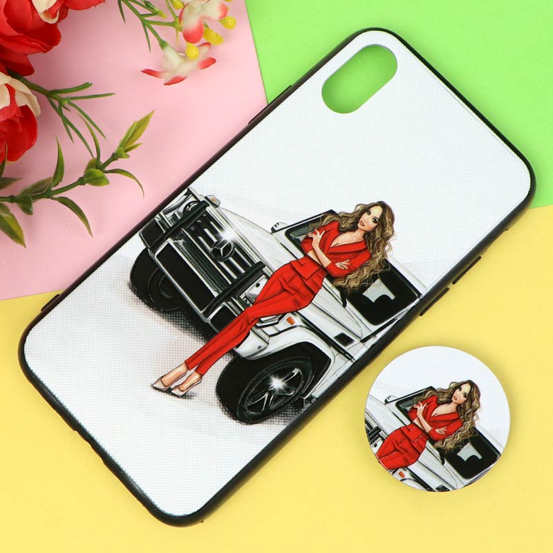قاب فانتزی برجسته پاپ سوکت دار طرح دختر iPhone X/XS