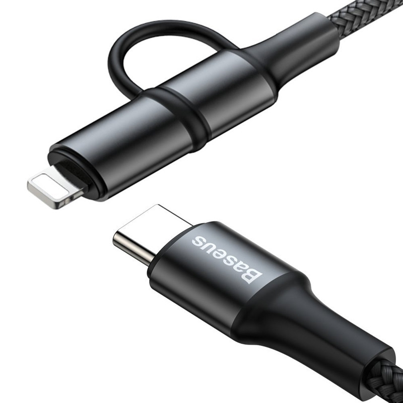 کابل تبدیل فست شارژ Baseus CATLYW-H01 Type-C To Type-C / Lightning PD QC3 3A 1M