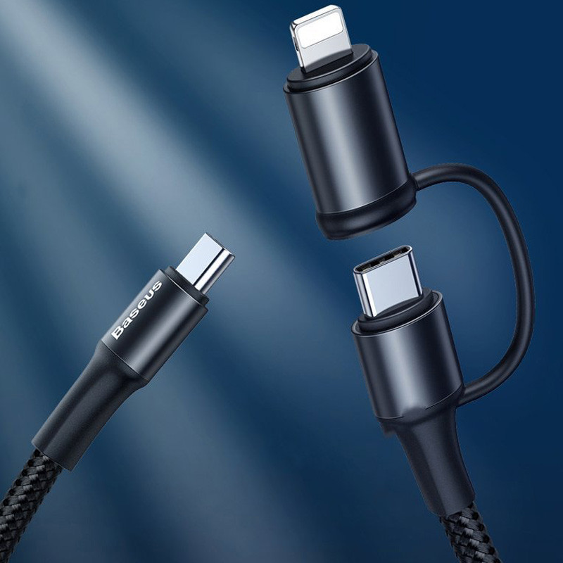 کابل تبدیل فست شارژ Baseus CATLYW-H01 Type-C To Type-C / Lightning PD QC3 3A 1M