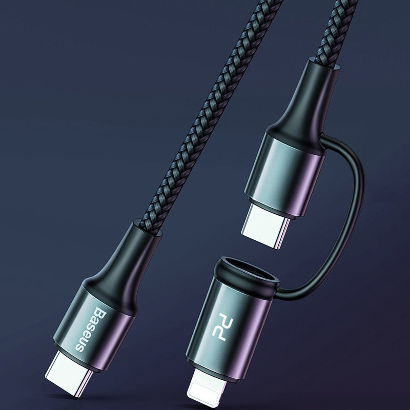 کابل تبدیل فست شارژ Baseus CATLYW-H01 Type-C To Type-C / Lightning PD QC3 3A 1M