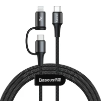 کابل تبدیل فست شارژ Baseus CATLYW-H01 Type-C To Type-C / Lightning PD QC3 3A 1M