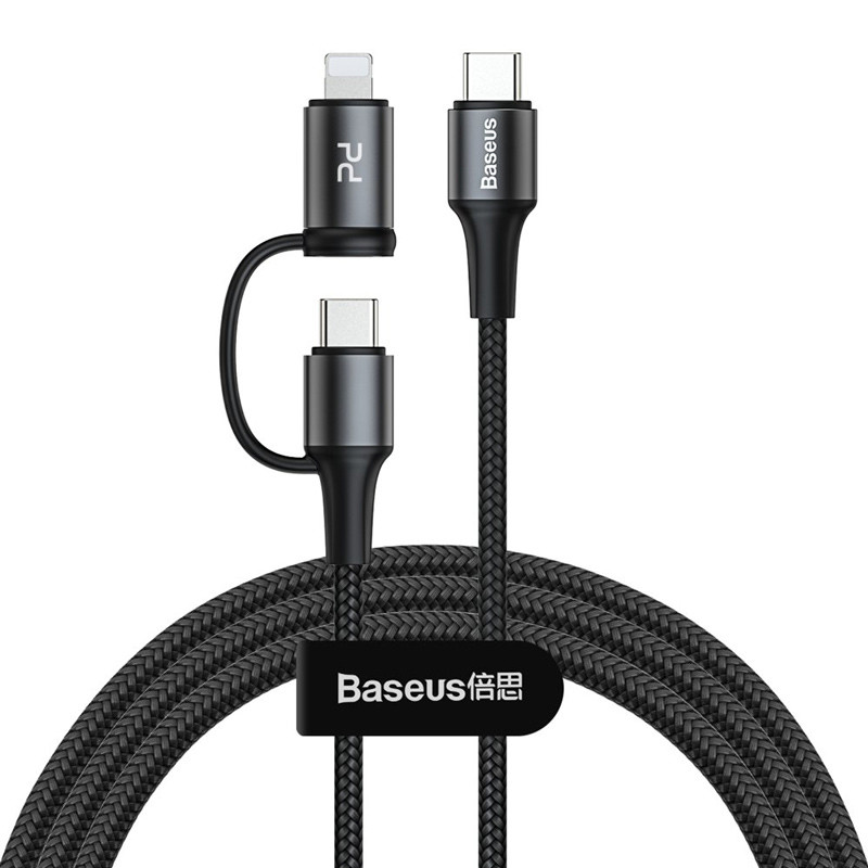 کابل تبدیل فست شارژ Baseus CATLYW-H01 Type-C To Type-C / Lightning PD QC3 3A 1M