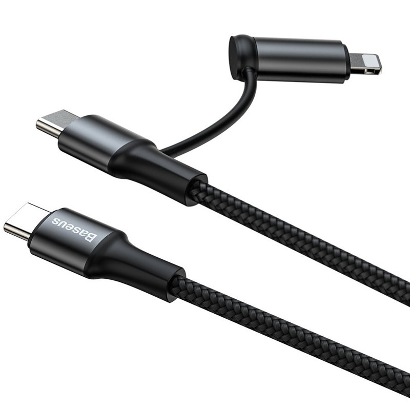 کابل تبدیل فست شارژ Baseus CATLYW-H01 Type-C To Type-C / Lightning PD QC3 3A 1M